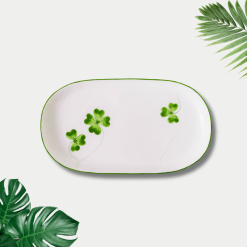 Đĩa Bầu Dục Oval An Việt Bát Tràng Hoa 4 lá DS3