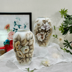 Bình hoa vẽ tay Bát Tràng An Việt BHL17