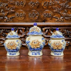 Chóe thờ hoa sen đắp nổi An Việt Bát Tràng CH3