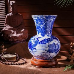 Bình sứ men lam An Việt Bát Tràng BVL11