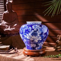 Bình cắm hoa họa tiết Sen An Việt Bát Tràng BVL2