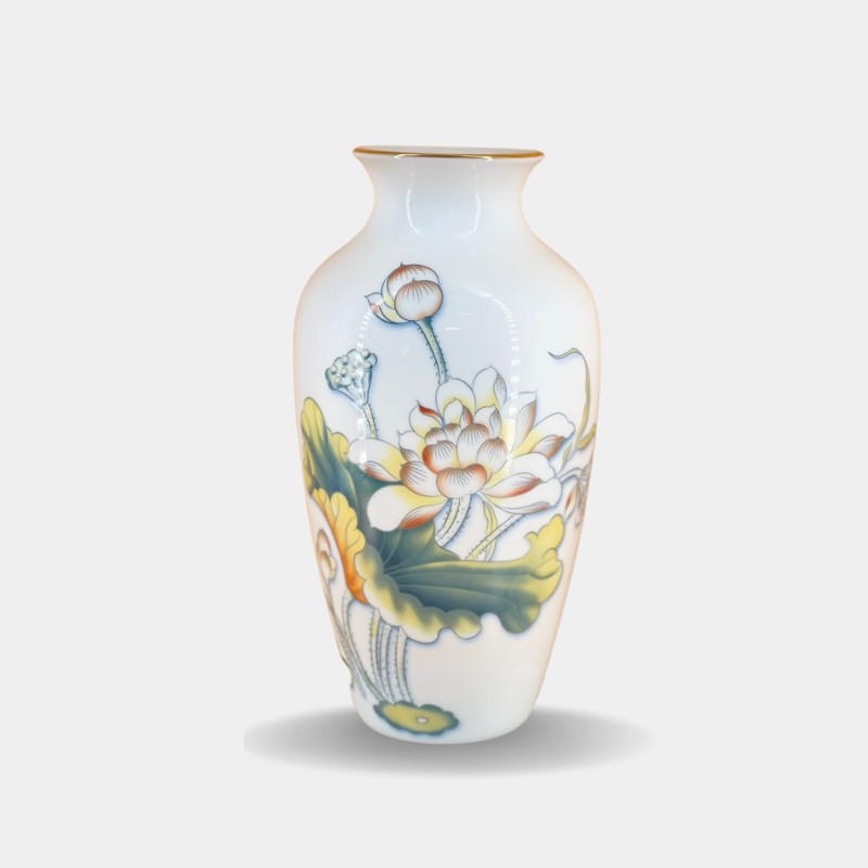Bình hoa sứ vẽ tay Hoa Sen BH65